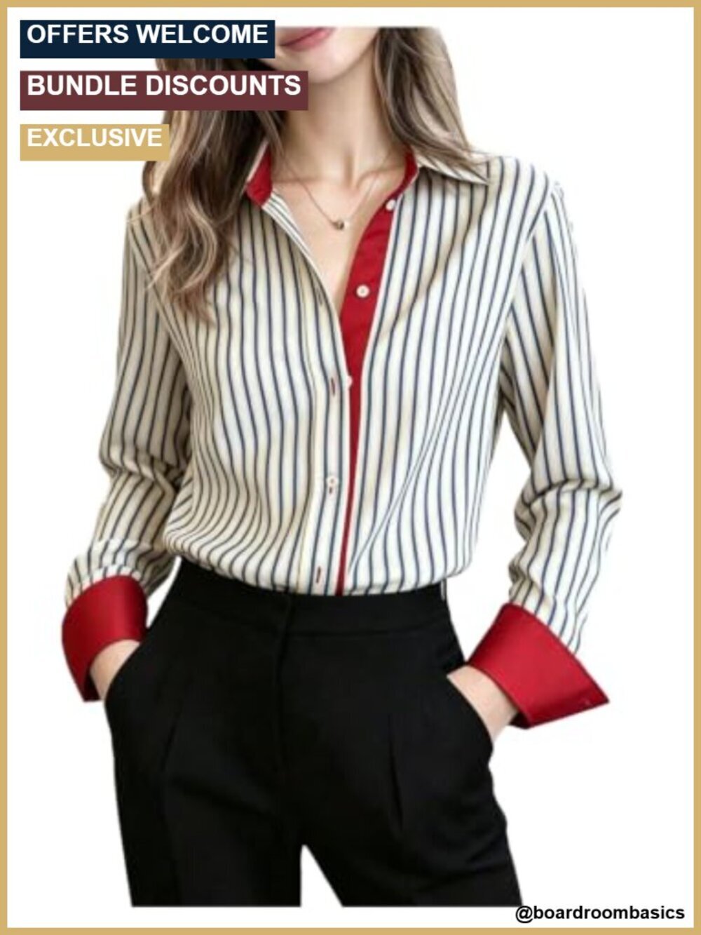 Striped Long Sleeve Button Down Blouse for Women Casual Office Top
